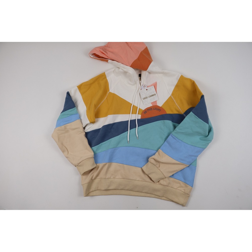 Coco + Carmen Hoodie Be The Light Sun Graphic Colorblock Multi S/M NWT